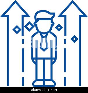 Career up,personality line icon concept. Career up,personality flat  vector symbol, sign, outline illustration. Stock Vector