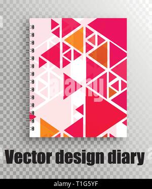 Vector notepad cover layout - pink triangles pattern Stock Vector