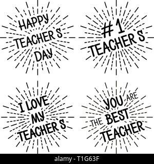 Happy Teacher's Day different variants of the inscription Stock Vector