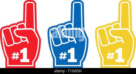 Number 1 fan, hand glove, a different color Stock Vector