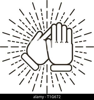 Clap in sun rays on flat design Stock Vector