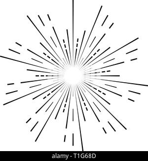 Sun rays black colored on white background Stock Vector