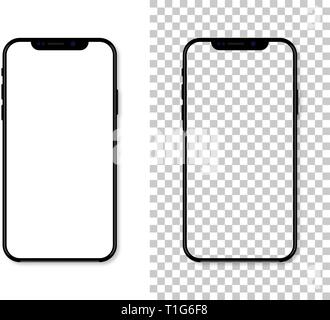 New version of black slim smartphone with blank white screen, Realistic vector illustration Stock Vector