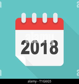 Calendar icon 2018 years in flat style, vector Stock Vector