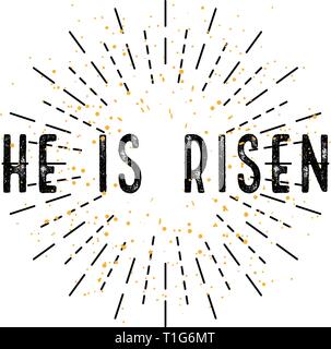 Easter, He is risen, in flat design on a white background Stock Vector
