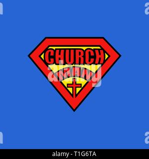 Church man on blue background and vector illustration Stock Vector