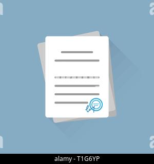 Office documents or contract, on a isolated blue background Stock Vector