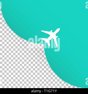 The plane takes off, an empty place for advertising, vector Stock Vector