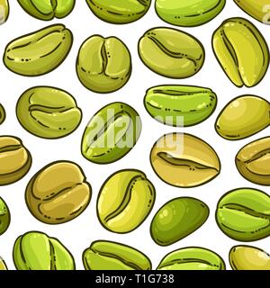 green coffee vector pattern on whte background Stock Vector