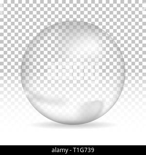 Water bubble with shadow on isolated background, vector illustration Stock Vector