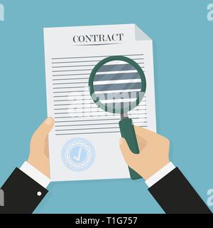 Contract Verification in flat style, business concept, vector illustration Stock Vector