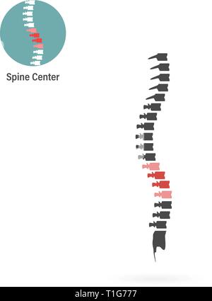 Spine center in flat style, pain back - vector Stock Vector