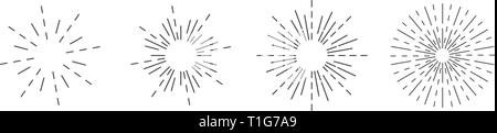 Sunburst icon. Burst vector. Sunburst set. Linear style. - vector Stock Vector