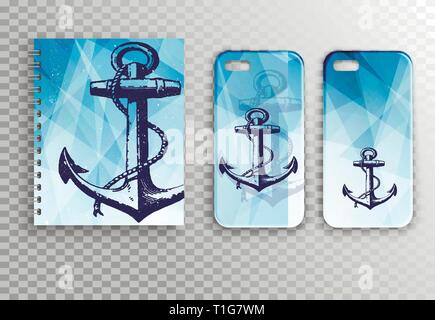 A set of covers smartphone and notepad - vector mock up Stock Vector
