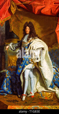 Louis XIV of France (1638-1715), coronation portrait painting, after Hyacinthe Rigaud, 18th century Stock Photo