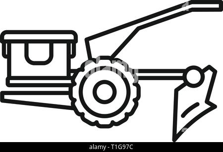 Walking tractor icon. Outline walking tractor vector icon for web design isolated on white background Stock Vector