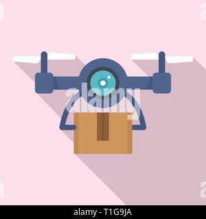 Drone delivery icon. Flat illustration of drone delivery vector icon for web design Stock Vector