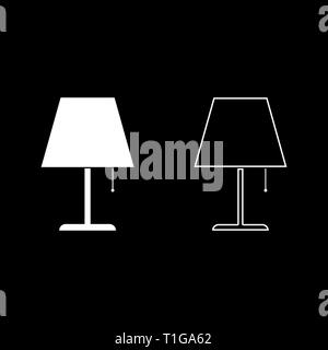 Table lamp Night lamp Clasic lamp icon set white color vector illustration flat style simple image Stock Vector