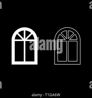 Window frame semi-round at the top Arch window icon in circle round ...
