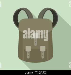 Hunter backpack icon. Flat illustration of hunter backpack vector icon for web design Stock Vector