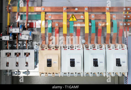 Low-voltage electrical control cabinet to the current high-power Stock Photo