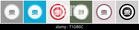 Newsletter icon set, vector illustrations in 6 options for web design and mobile applications Stock Vector