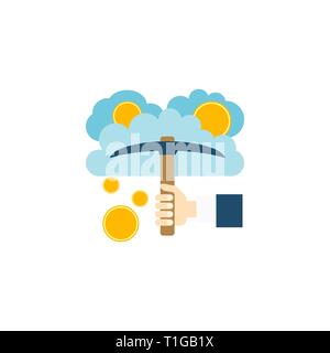 Cloud Mining Concept. Cloud Mining Concept Vector Flat Icon Isolated on White Background Stock Vector