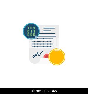Smart Contract Concept. Smart Contract Concept Vector Flat Icon Isolated on White Background. Stock Vector