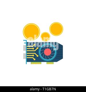 GPU Mining. GPU Mining Vector Flat Icon Isolated on White Background Stock Vector