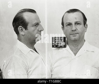 Booking photo mug shot of Dallas, Texas nightclub owner Jack Ruby, shortly after being arrested for shooting Lee Harvey Osawld, November 24, 1963  File Reference # 1003 823THA Stock Photo