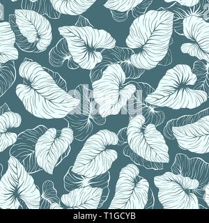 Falling Palm Leaves Repeat Seamless Vector Pattern Stock Vector