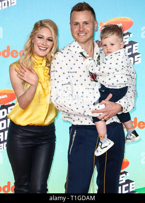 LOS ANGELES, CA, USA - MARCH 23: Heidi Montag (Heidi Pratt), Spencer Pratt and Gunner Stone arrive at Nickelodeon's 2019 Kids' Choice Awards held at the USC Galen Center on March 23, 2019 in Los Angeles, California, United States. (Photo by Xavier Collin/Image Press Agency) Stock Photo