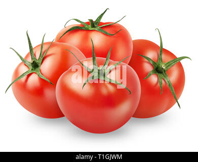 Isolated tomato. Pile of whole fresh tomatoes isolated on white background, with clipping path Stock Photo