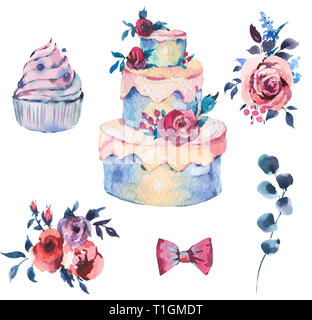 Illustration of watercolor cupcake isolated on white background Stock ...