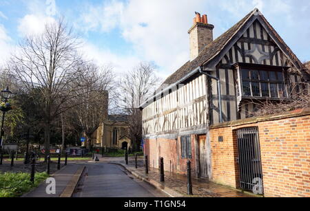 The Ancient House and St Mary's Church, Walthamstow Village, London Stock Photo