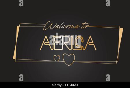 Africa Welcome To Word Text with Handwritten Font and Golden Texture ...