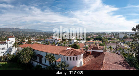 Panoramic view of  Santa Barbara California from the court house building Stock Photo