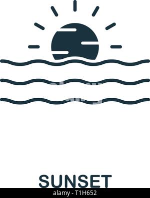 Sunset icon. Creative element design from tourism icons collection. Pixel perfect Sunset icon for web design, apps, software, print usage. Stock Vector
