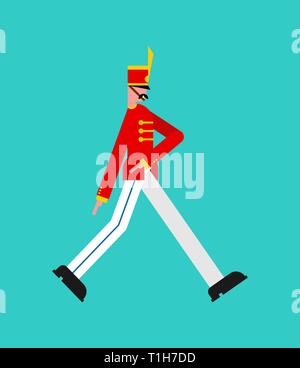 Soldier marching. guardsman  isolated. guard enlisted man Stock Vector