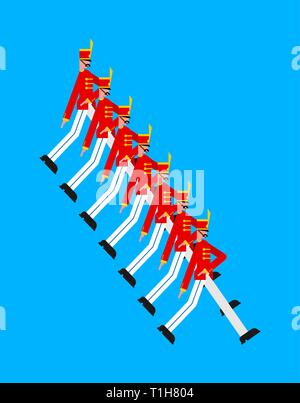 Soldiers on parade. Military holiday. Guardsman marching Stock Vector