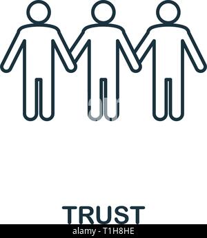 Trust icon. Thin line design symbol from business ethics icons collection. Pixel perfect trust icon for web design, apps, software, print usage. Stock Vector