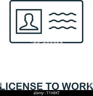 License To Work icon. Thin line design symbol from business ethics icons collection. Pixel perfect license to work icon for web design, apps, software Stock Vector