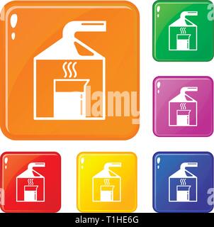 Chemical lab experiment icons set vector color Stock Vector