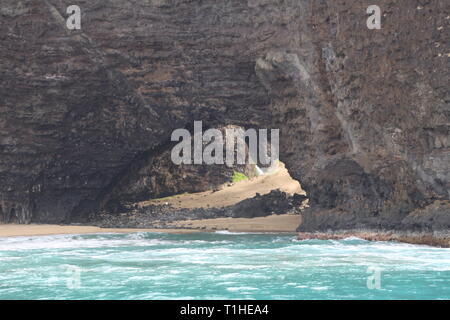 Na Pali Coast Sea Cave Beach Stock Photo