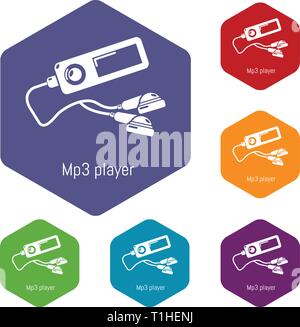 Mp3 player icons vector hexahedron Stock Vector