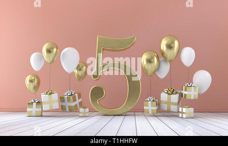 Happy 50th birthday party composition with balloons and presents. 3D Render  Stock Photo - Alamy