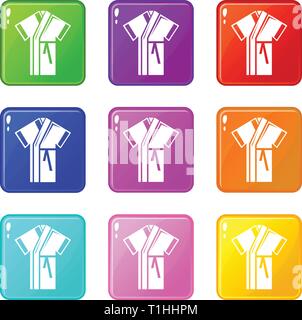 Robe icons set 9 color collection Stock Vector