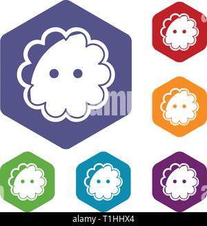 Flower button icons vector hexahedron Stock Vector