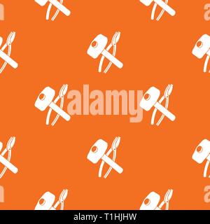 Hammer clamping mites pattern vector orange Stock Vector