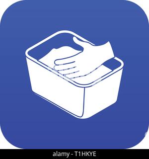 Hand washing clothes icon blue vector Stock Vector
